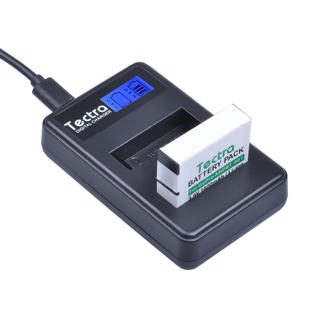 Tectra высокое качество AHDBT 401 LCD USB двойное зарядное устройство для экшн камер GoPro Hero