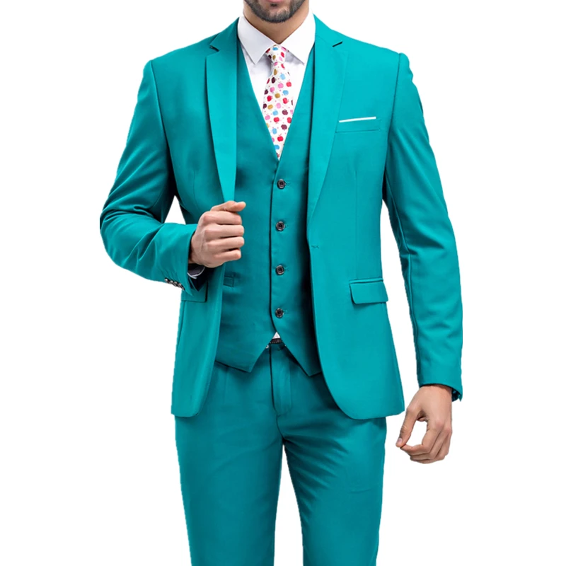 Новое поступление 2018 мужской однотонный облегающий костюм для жениха на свадьбу