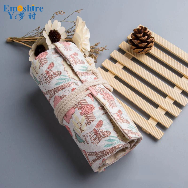 Романтический стиль башня пенал школьные пеналы холст большой косметичка