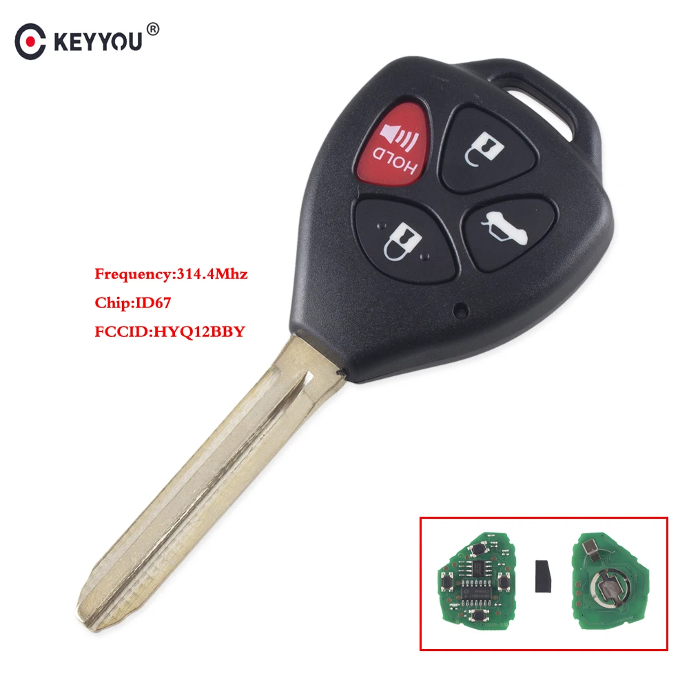 4 кнопочный дистанционный ключ KEYYOU 314 МГц HYQ12BBY с чипом ID67 для Toyota Camry Avalon Corolla Matrix RAV4