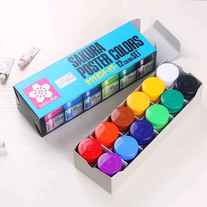 Сакура постер цветов воды Набор цветных кисточек с красками 12 30 мл Япония|water color