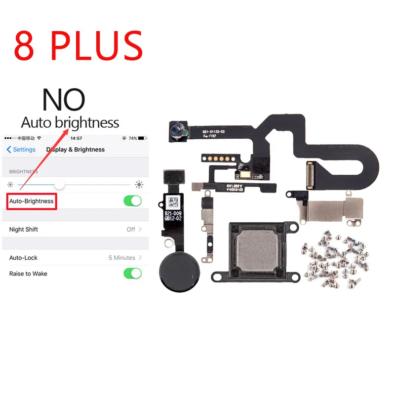 8P Black No brightne 1 комплект для iphone 8G 8 Plus кнопка Home flex+ датчик приближения фронтальной камеры+ наушник+ Полный Винты+ наушник металлические запасные части - Цвет: 8P Black No brightne