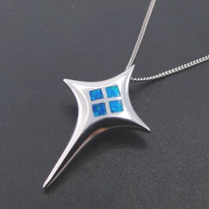 Hot Selling Blue Opal Diamond Star Pendant 925 Sterling Silver Women Man Necklace For Gift