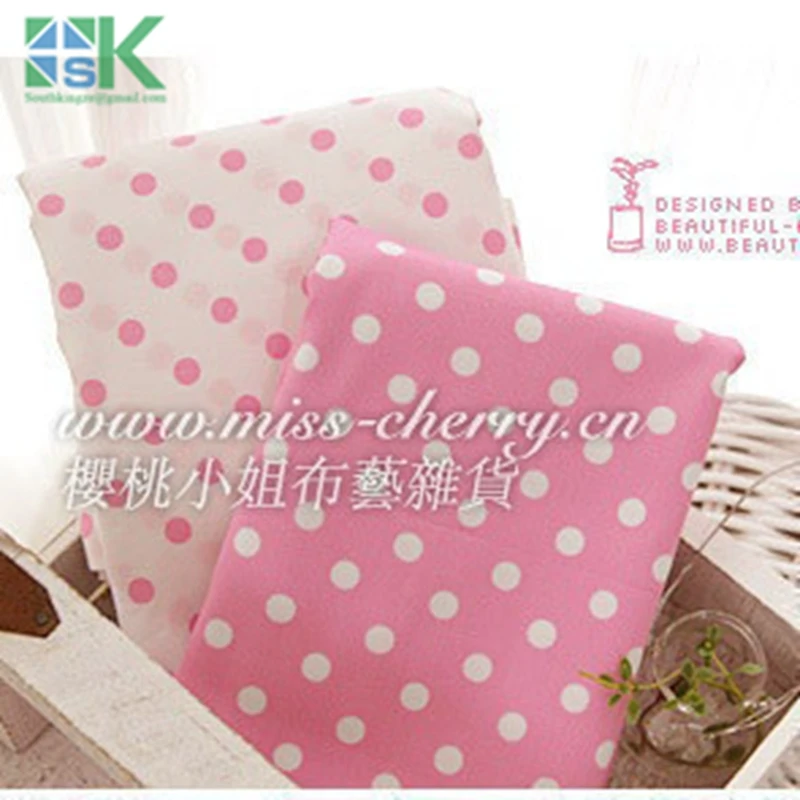 2016 Creative DIY Cotton Fabric Pink princess big polka dot cloth - slanting 100% stripe cotton printed cherry | Дом и сад