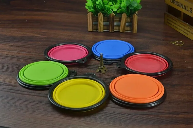 G85 новая складная силиконовая миска для собак карамельного цвета путешествий на