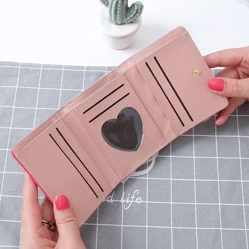 Женский короткий кошелек в Корейском стиле из искусственной кожи с застежкой