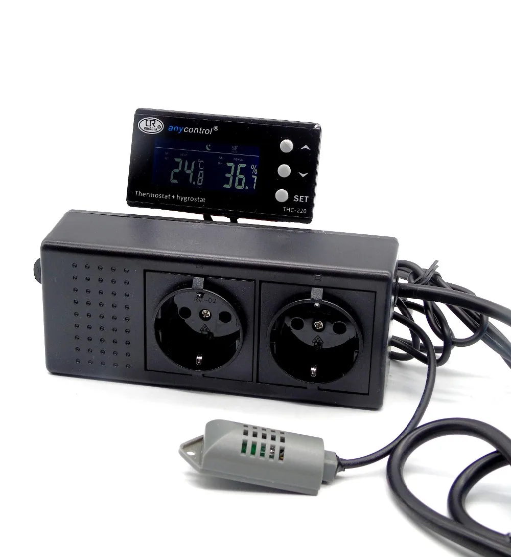 

Цифровой термостат 220V10A, контроллер температуры и влажности для инкубатора
