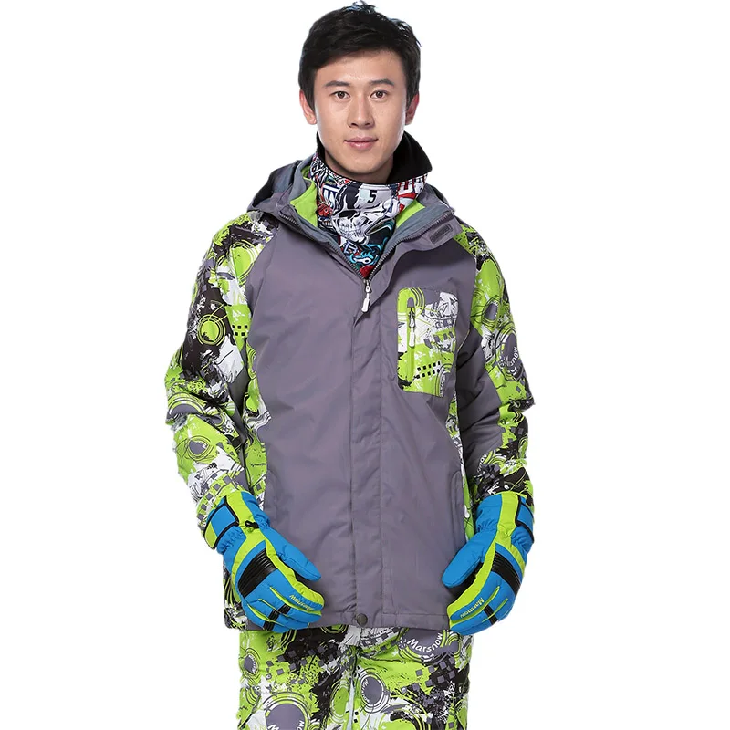 grey Marsnow зимняя куртка мужская M-3XL двухслойная водонепроницаемая ветрозащитная теплая зимняя куртка с капюшоном пальто Мужская Лыжная верхняя одежда - Цвет: grey