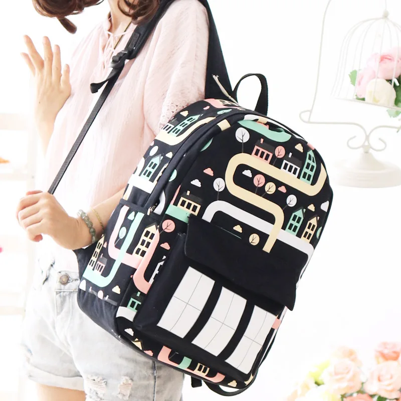 Новинка 2020 модные холщовые рюкзаки с принтом животных женский рюкзак школьный