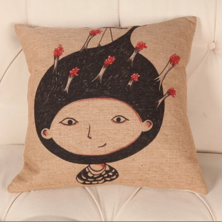 Фото New listing fashion thick high grade cotton cartoon little girl pillow home decor wholesale custom printing printed bowtie decor printprinted paints New listing fashion thick high grade cotton cartoon little girl pillow home decor wholesale custom printing printed bowtie decor printprinted paints