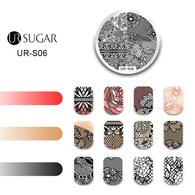 UR S06 Ur Sugar 1 шт. с Днем Святого Валентина Цветы Простой волновой линии штамповки маникюрный шаблон дизайн ногтей DIY пластины - Цвет: UR S06