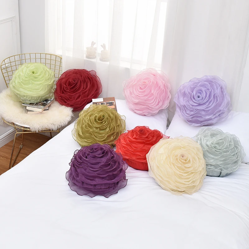 Elegante 3d Garn Rose Kissen Romantische Blume диван Bett Hochzeit Декор Роза Valentinstag Geschenk|Подушка| |