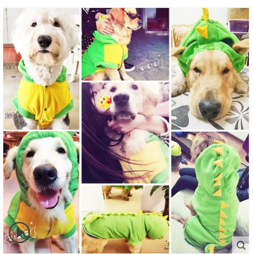 NEW Autumn Large Dog Velvet Dinosaur Costume Apparel Halloween Pet Warm Suit Hoodie Coat 3XL 4XL 5XL 6XL 7XL