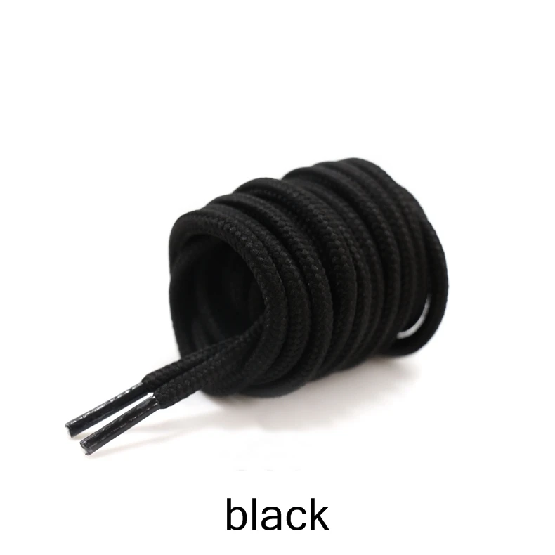 black 2 шт./лот, круглые полиэфирные шнурки для ботинок, однотонные классические ботинки martin, шнурки, повседневные спортивные ботинки, обувь на шнуровке 90 см/120 см/150 см Z025 - Цвет: black