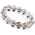 14 мм драгоценные красочные натуральный Рутиловый Кварц Браслеты Для женщин Для мужчин мощный стрейч большой кристалл браслет из круглых бусин 1