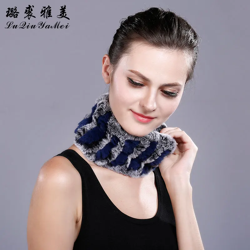 Real Fur Scarf Ring Women Rex Rabbit 2017 Soft Gray Warm Scarves&ampShawls Russian Elegant Genuine FurScarf Female | Аксессуары для