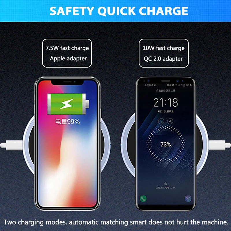 7 5 Вт Qi Беспроводной Зарядное устройство для iPhone X/8 плюс мобильный телефон