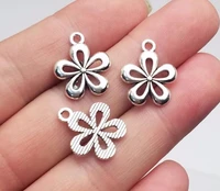 35pcslot 18x15mm flower pendants antique silver plated hollow daisy charms diy supplies jewelry making finding accessories