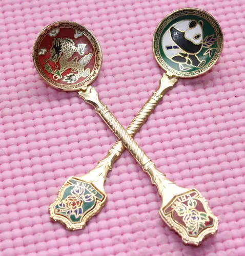 wholesale 10Pcs Traditional Chinese Panda&ampDragon&ampFacial makeup Cloisonne Spoon | Дом и сад