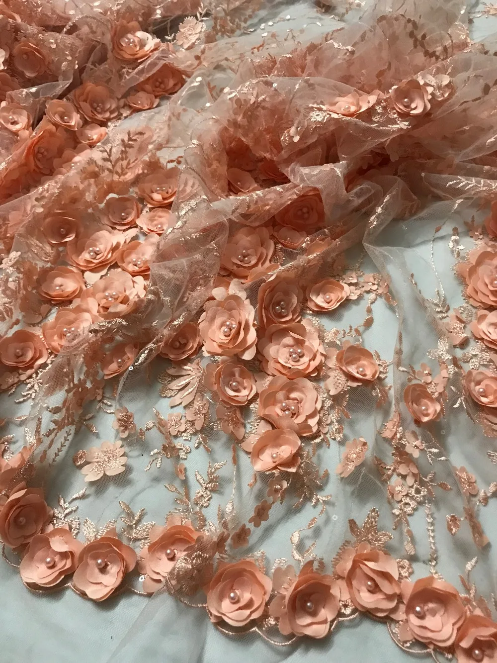 pretty QL-10710 african french lace fabric for show dress embroidered tulle mesh top selling | Дом и сад