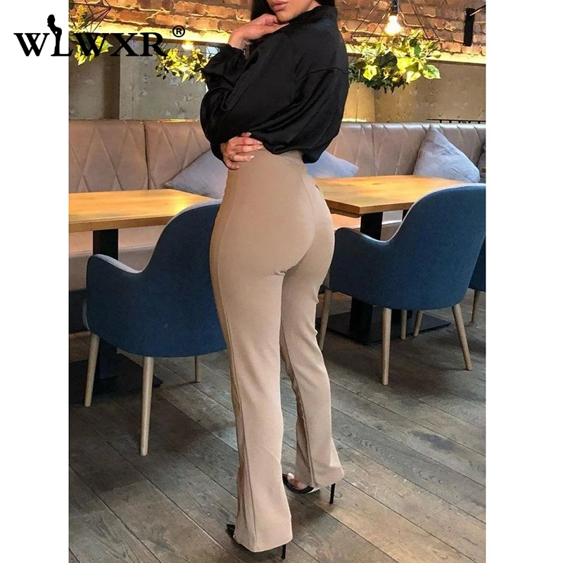 WLWXR повседневные широкие летние облегающие брюки с разрезом женские офисные