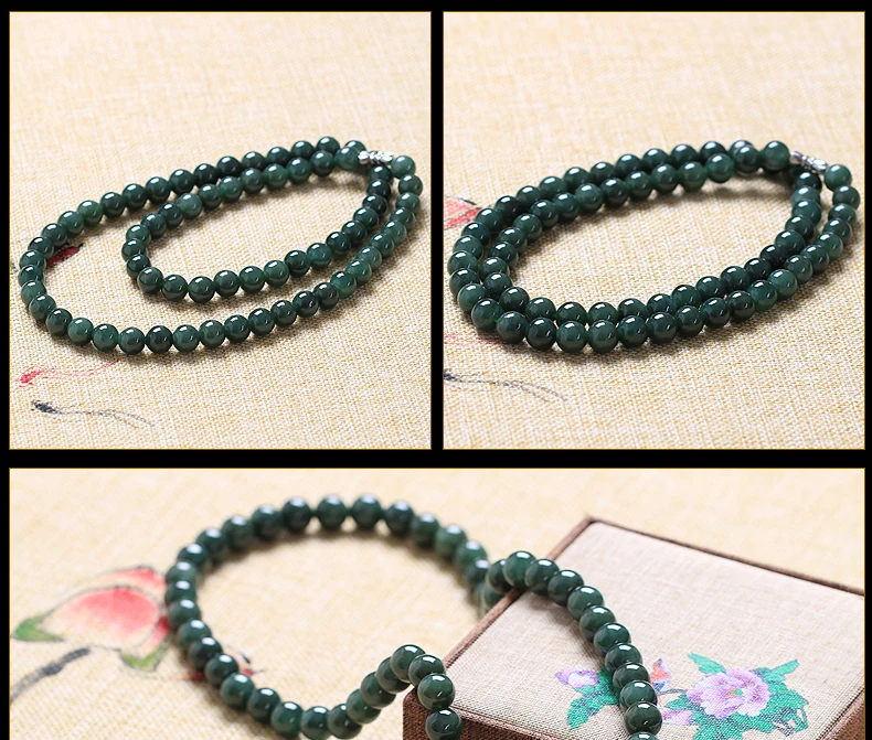 Мужское ожерелье из нефрита с нефритом 7-8 мм | Украшения и аксессуары