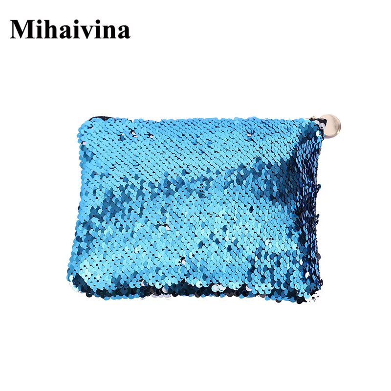Mihaivina кошелек брендовый Кошелек для монет двойной цвет с пайетками Женский