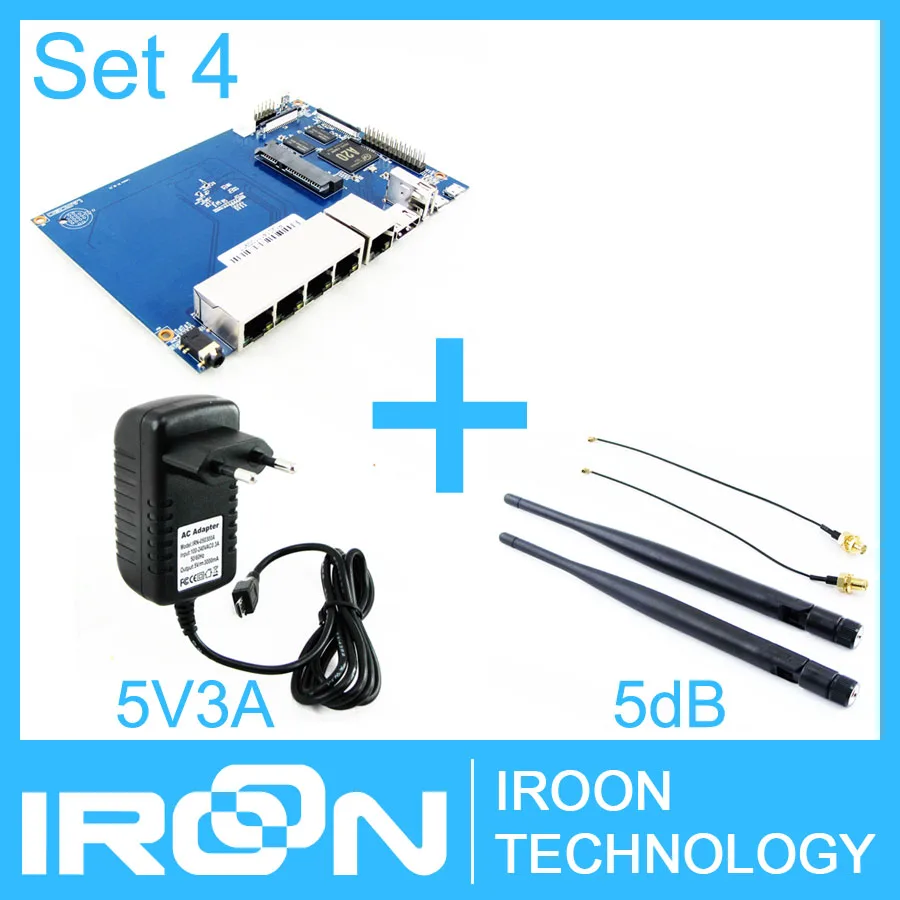 BPI-R1 комплект 4: R1 доска + 5dB антенна 5V3A Мощность адаптер. Банан PI умный дом с