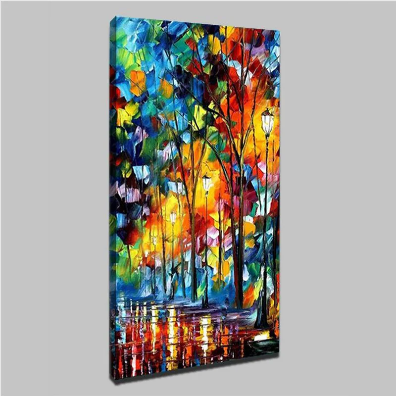Дешевая современная абстрактная картина маслом дождь дерево дорога палитра