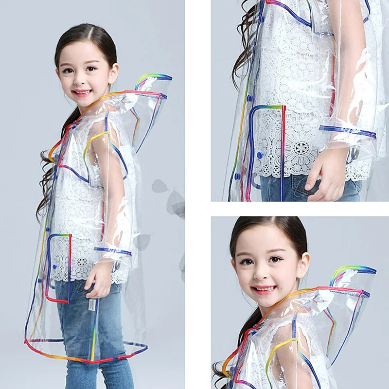 

Children Raincoat EVA Transparent Clear Rainwear Hooded Outdoor Touring Raincoat for Girls Rain Coat Baby Clear Jacket 3DYY040