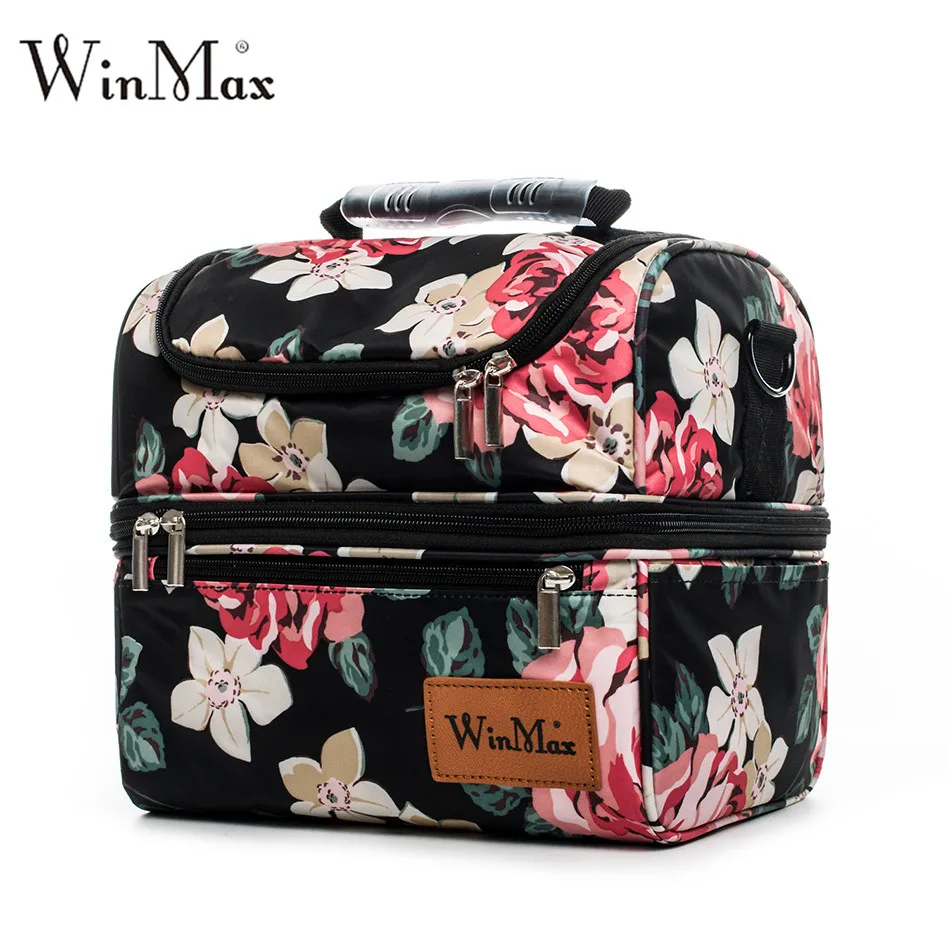 Winmax-fiambrera térmica gruesa de dos capas para mujer, con aislamiento bolsa térmica para comida fresca, vino, Picnic, bolso de mano para el almuerzo