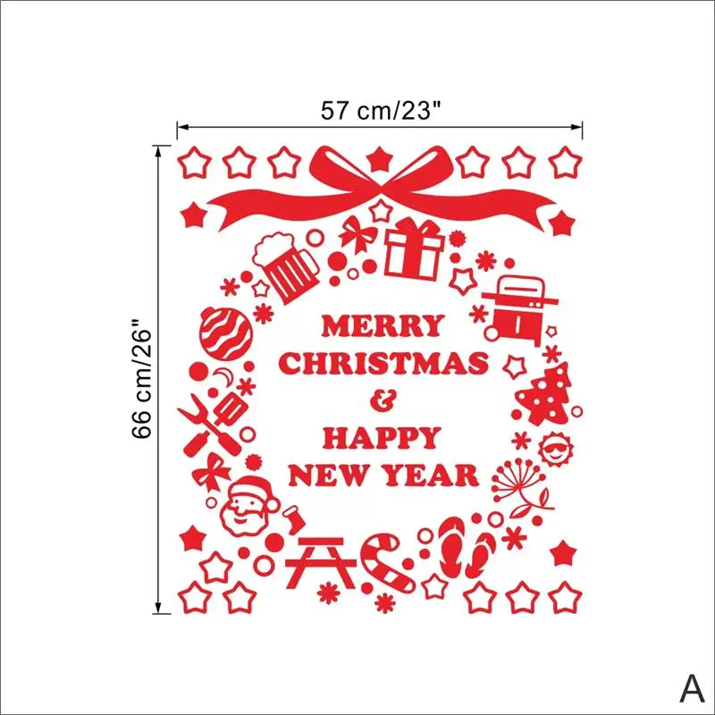 

merry christmas happy new year quotes wall stickers room decor 046. diy vinyl gift home decals festival mual art poster 3.5