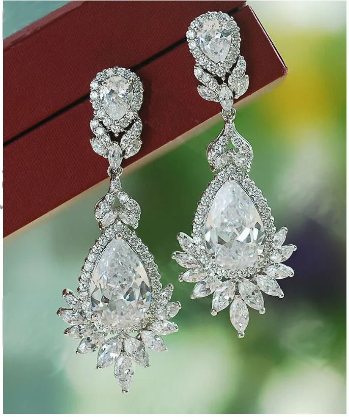 Оптовая продажа висячие серьги в форме капли воды отличный дизайн модные ААА