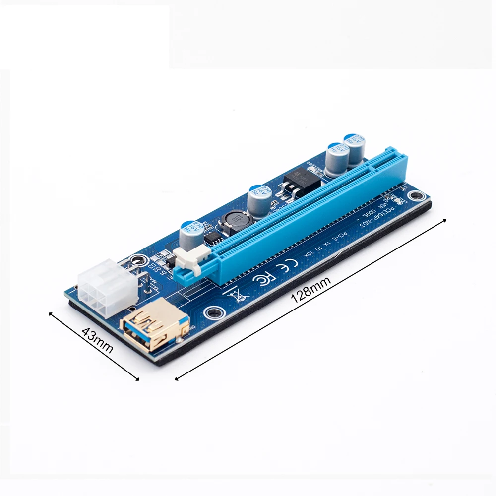 райзер для видеокарты pci e 16x майнинга 6 pin шт Золотой VER009 USB 3 0 PCI E pcie Riser VER 009S