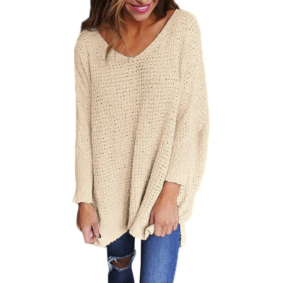 OMCHION Plus Size 3XL 2018 Autumn Winter Deep V Neck Sweater Women Casual Loose Oversized Knit Pullover Fashion Jumper LMM109 | Женская