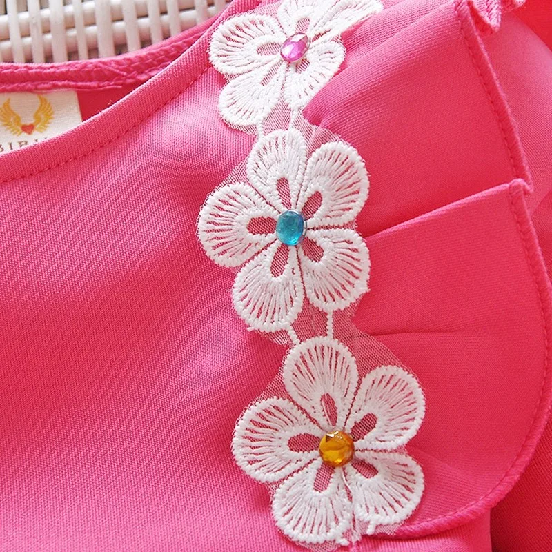 Conjunto roupas de bebe/осенние костюмы из 2 предметов для девочек кружевные штаны+ футболка с длинными рукавами и круглым вырезом с цветочным принтом вечерние комплекты для маленьких принцесс