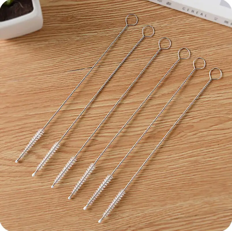 

17.5cm Straw Brush Bottle Cleaners Stainless Steel Cleaning Brush Nylon Brush Drinking Pipe Cleaners LX4042