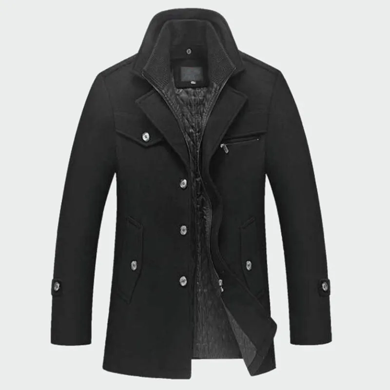 VB518 Black Мужская Повседневная Теплая Верхняя одежда куртка и пальто мужские Peacoat Мужская брендовая одежда M-4XL зимние мужские толстые облегающие пальто куртки VB518 - Цвет: VB518 Black