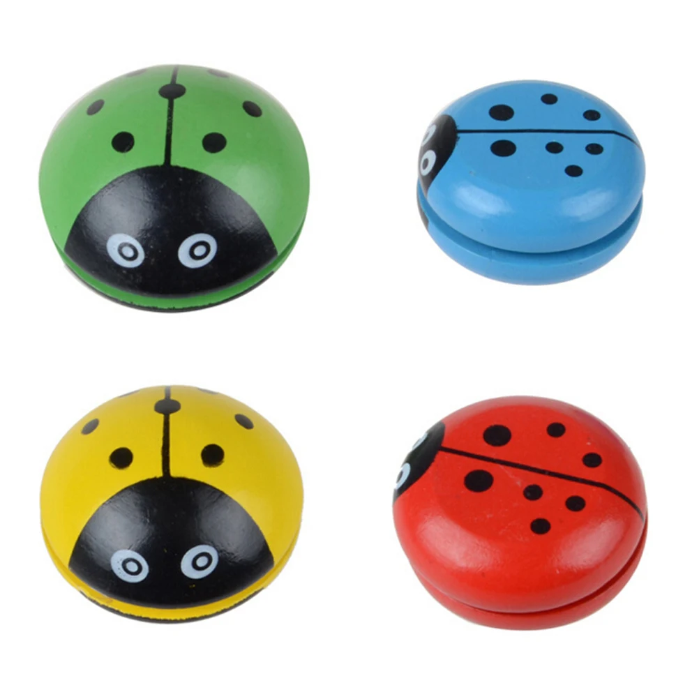 

ladybird Yo Yo ball Blue green red yellow Ladybug YOYO creative toys wooden Yo Yo toys for children Four colors