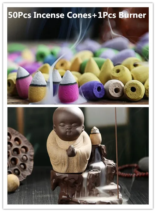 50 шт. конусы и горелка для благовоний|backflow incense burner|incense burnerincense backflow burner |