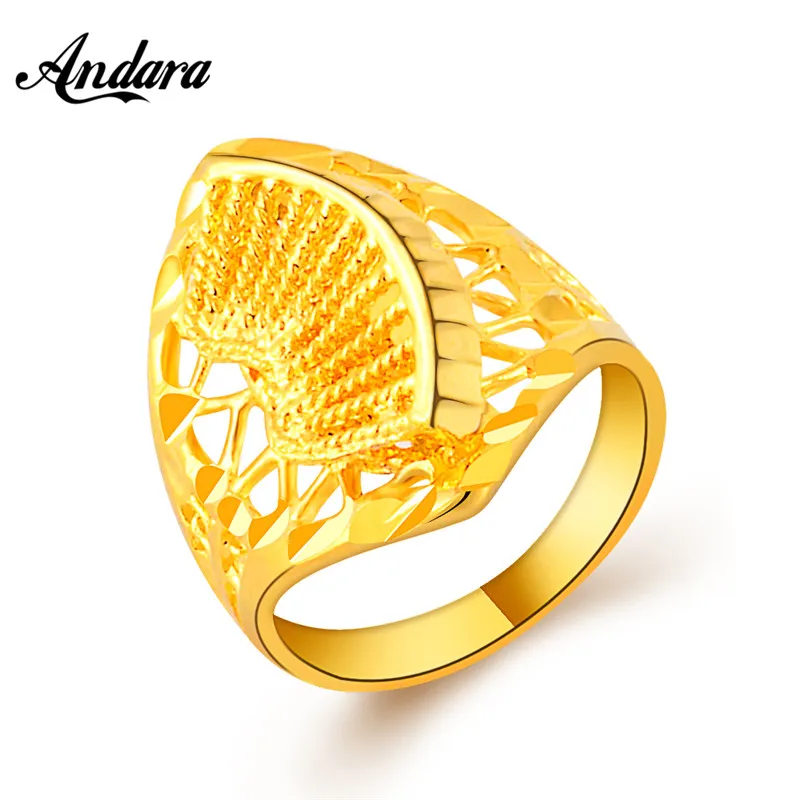 High Quality Brand Design Women Wedding Rings Yellow Filled Gold Jewelry Fashion Party Gift Anillos JR084 | Украшения и