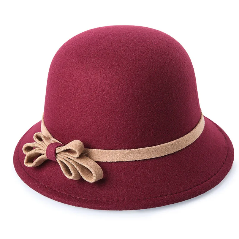 2018 Новый осень-зима искусственная шерсть фетровых Шапки Для женщин Сплошной Цвет