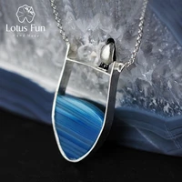 lotus fun real 925 sterling silver natural agate gemstones fine jewelry lovely penguin necklace with pendant for women collier