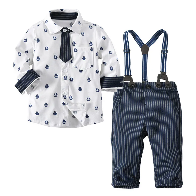 TELOTUNY boys clothes Toddler Baby Boys Bowtie Gentleman Print Tops T-Shirt Overall Pants Clothes Sets clothing for 1026 | Детская