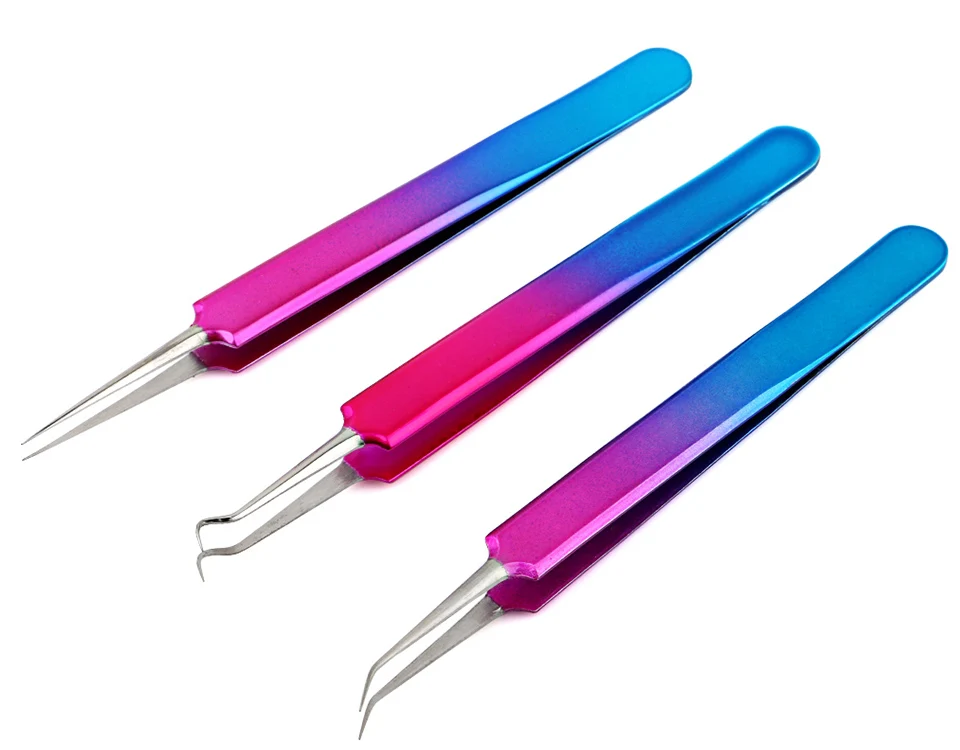 DIYFIX Acne Needle Tweezers Stainless Steel Blackhead Acne Remover Face Care Tool Extention False Eye Lash Eyelashes Hand Tools