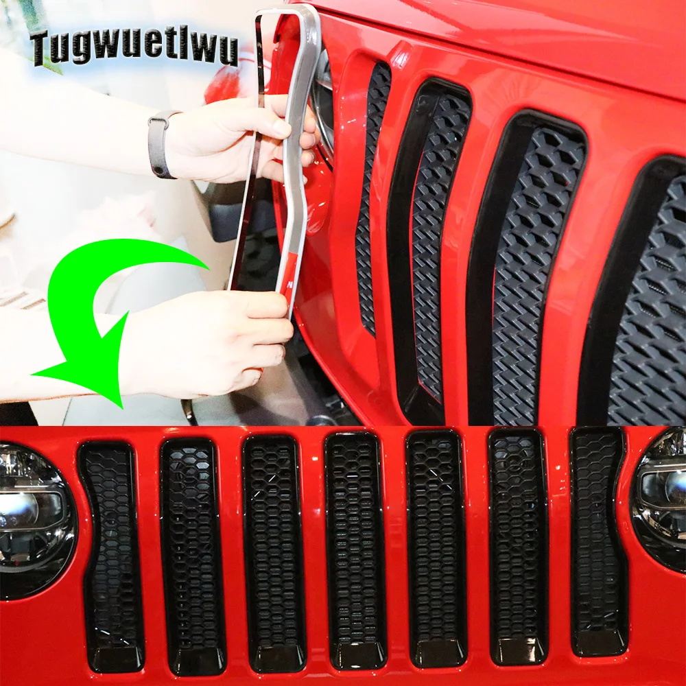 Car Front Grill Grille Cover Trim Frame Ring Styling Decoration Headlight ABS Stickers For Jeep Wrangler JL 2018+ | Автомобили и