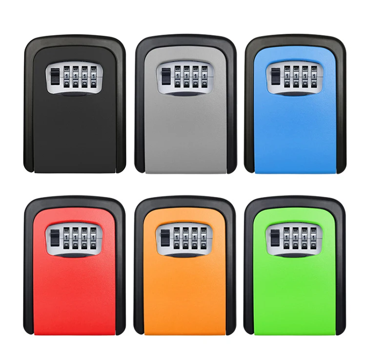 

Key Safe Box Outdoor Digit Wall Mount Combination Password Lock Aluminum Alloy Material Keys Storage Box Security Safes