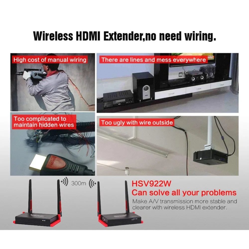TreasLin 60 м Беспроводной HDMI передатчик и приемник по Wi Fi сигнала Extender для конференц