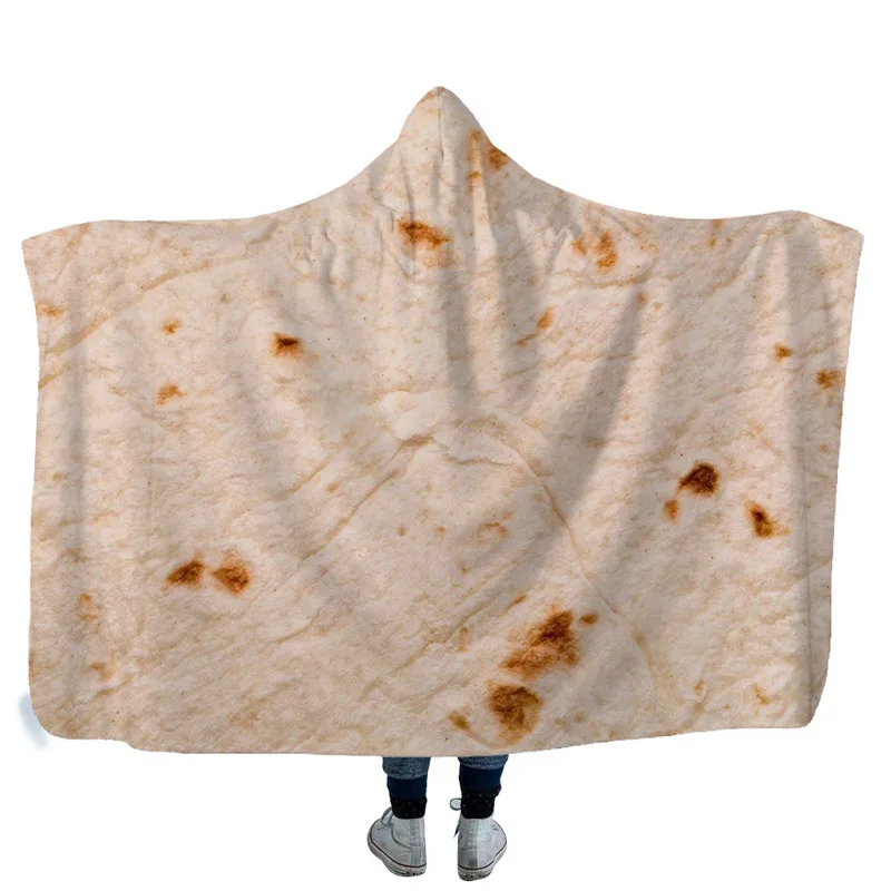 Оригинальное текстурное одеяло Tortilla Burrito с капюшоном мягкое супермягкое кепка