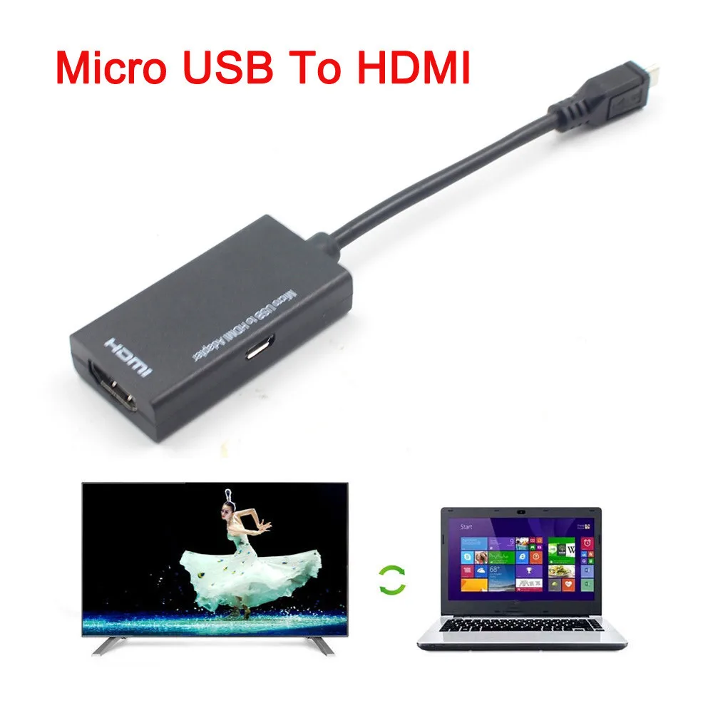 Высококачественный HDMI кабель адаптер Micro USB к ТВ короткий для LG HTC Sony SamSung HDTV черный